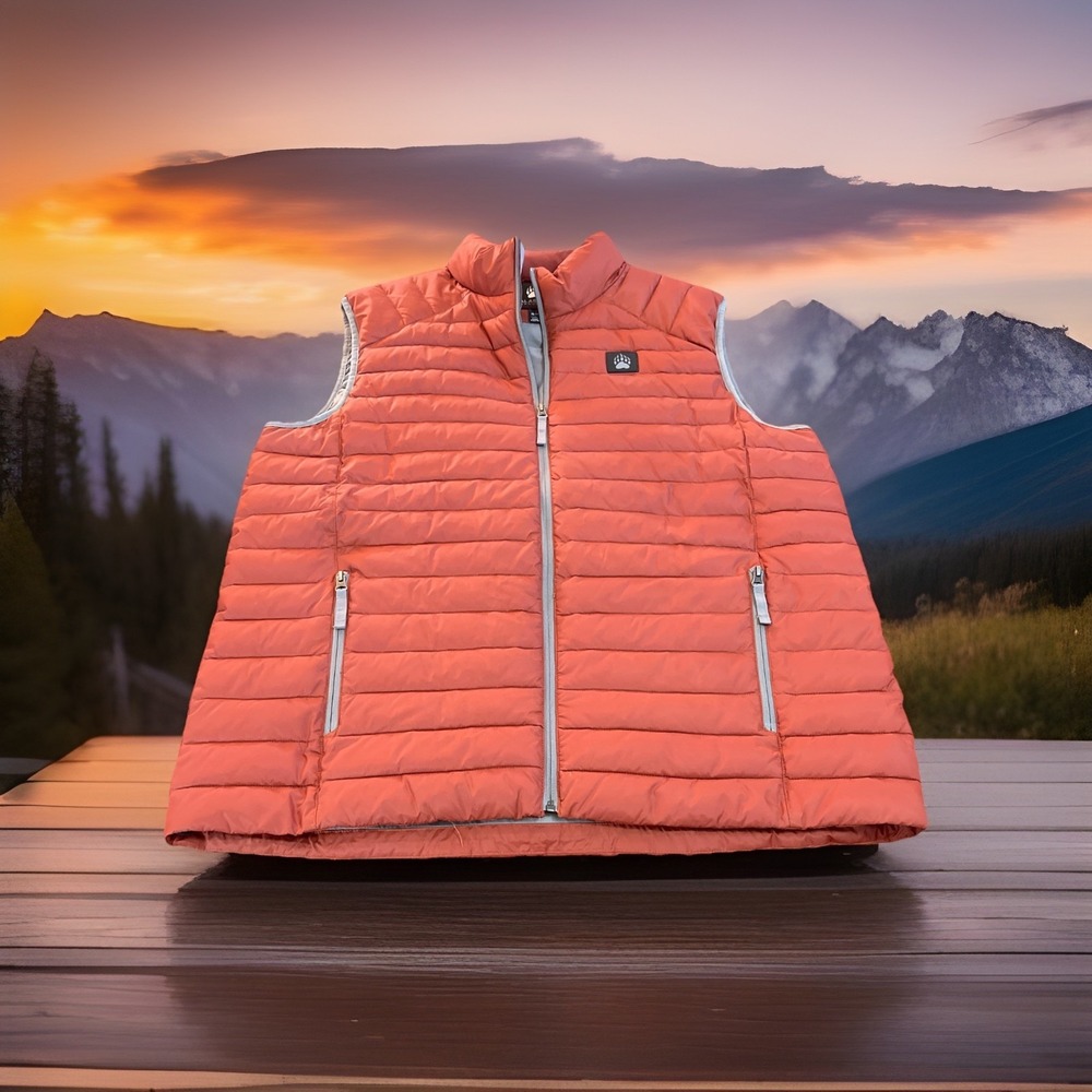 Alaskan Hardgear Puffin Vest Mens XL Tall Orange Puffer Quilted Full Zip Outdoor